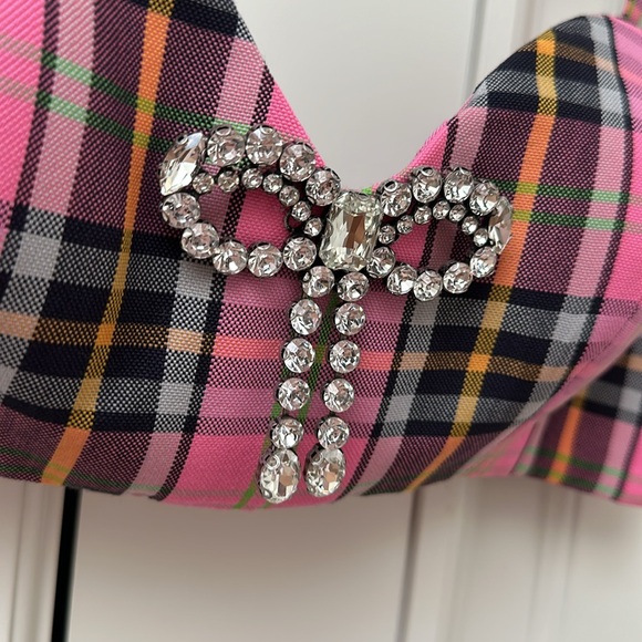 AREA Embellished cropped plaid corset top - Picture 6 of 7